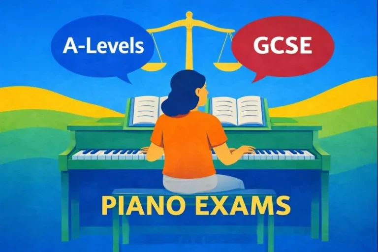 A-Levels and GCSE piano exam preparation illustration for students in Marbella