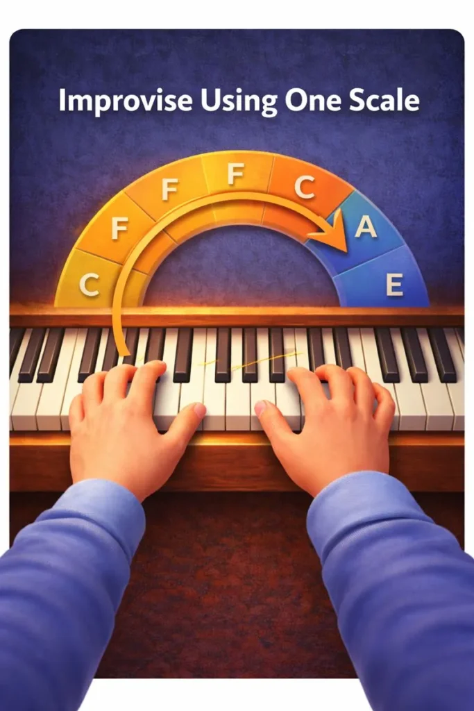 right hand piano improvisation exercise using one scale while harmony changes