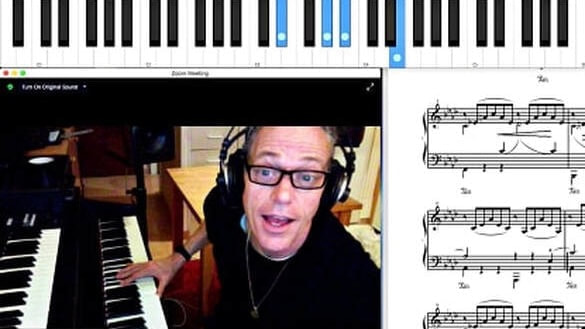 Jens Nordbjerg teaching online piano lessons from his Marbella studio